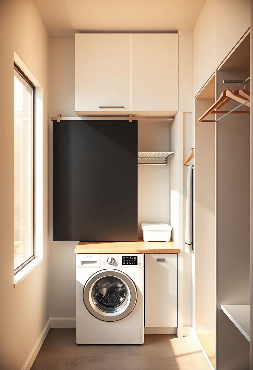 Minimalist laundry room space-saving storage solutions